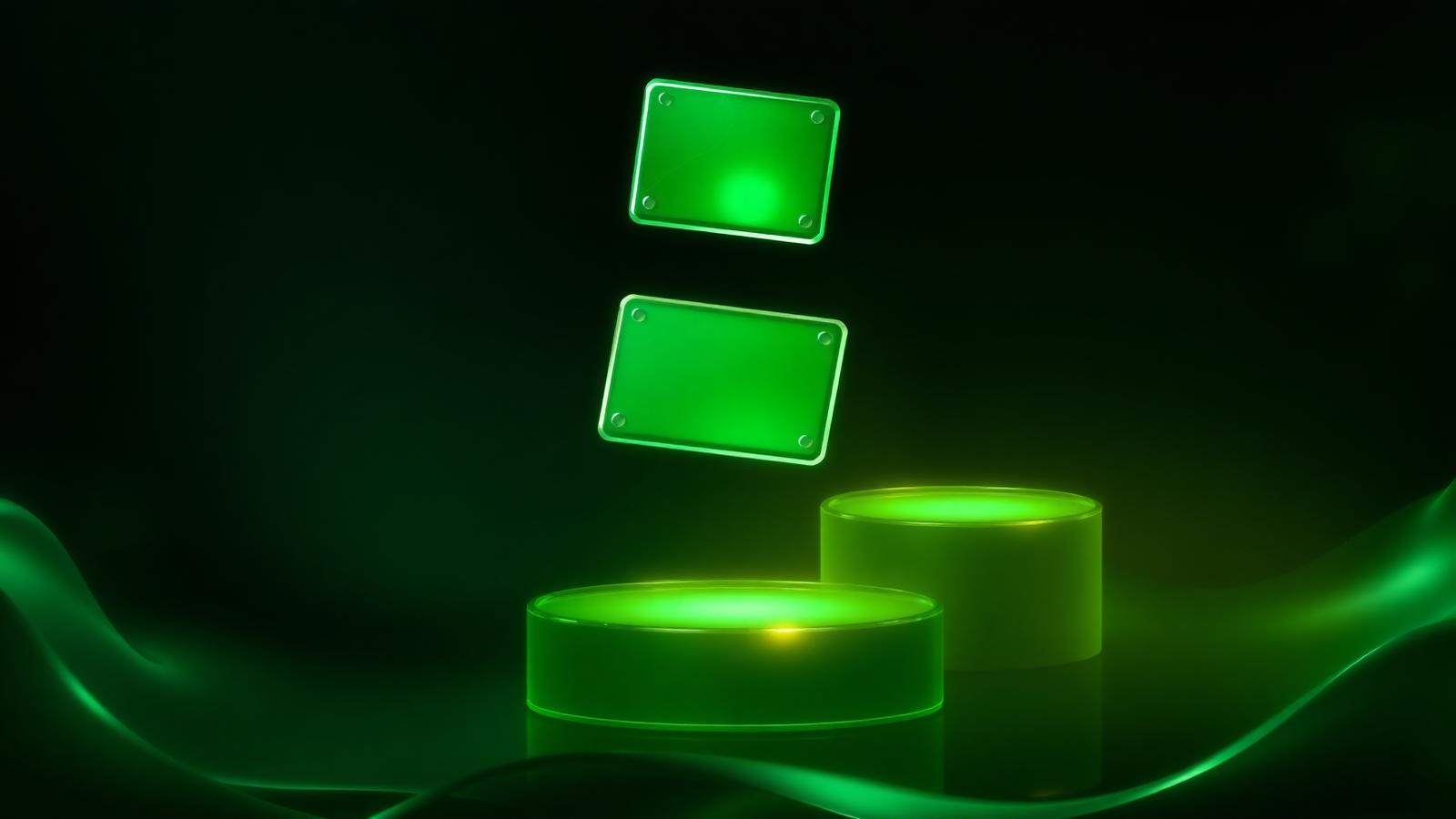 Floating emerald glass tiers edged in gold