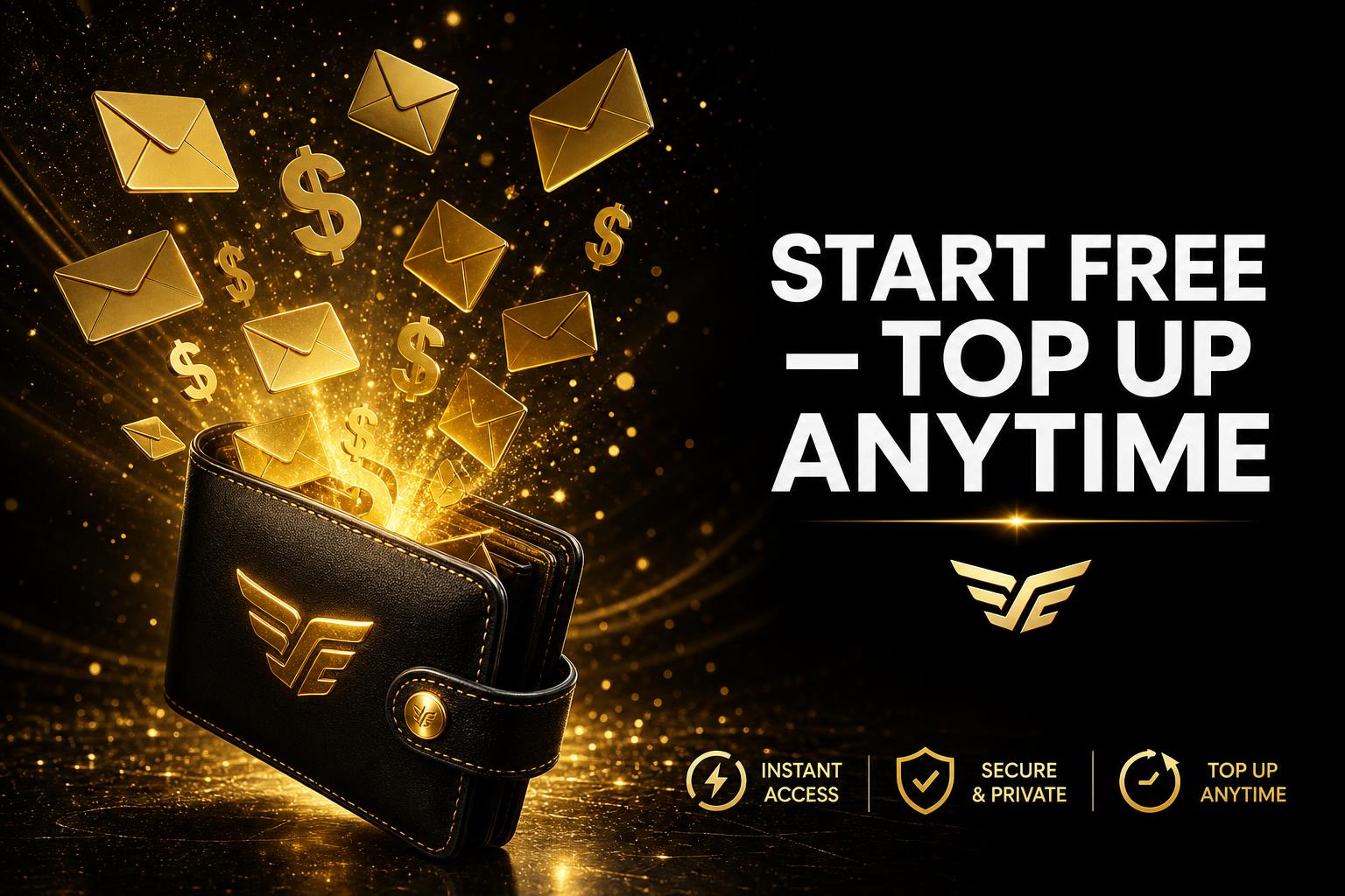 Start free — top up anytime